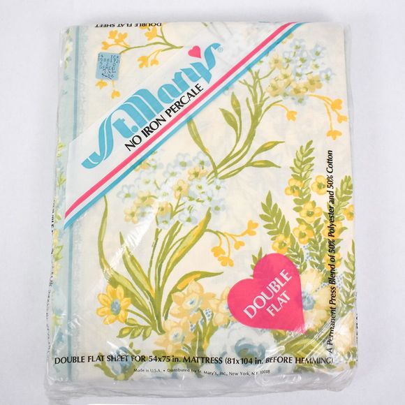 Vintage Sheets Blue Cabbage Roses Grand Millennial - Picture 2 of 8